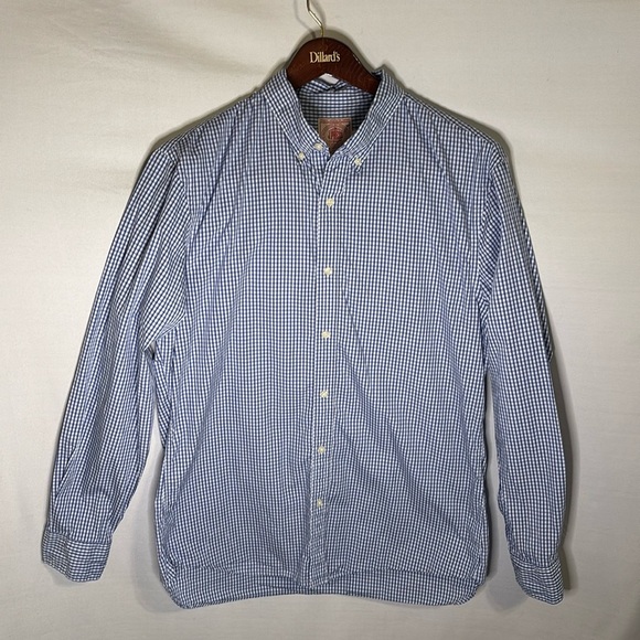 J. Press Button Up Shirt Size XXL Blue Check Cotton - Picture 1 of 5